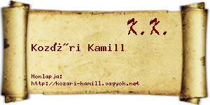 Kozári Kamill névjegykártya
